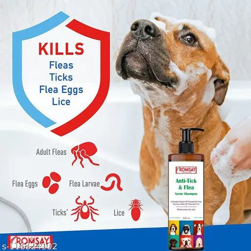 ROMSAY Anti-Tick & Flea Shampoo (200ML) + Anti-Dandruff & Conditioning (200ML) - MaePaws