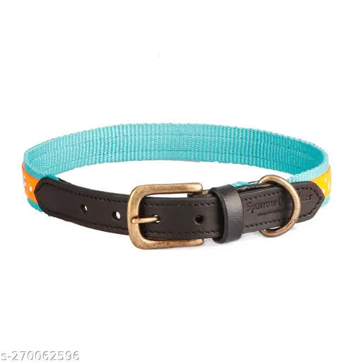Nylon Tape Leather Dog Collar – Adjustable & Durable (18x1 Inch) - MaePaws