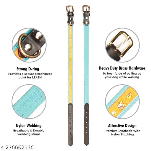 Nylon Tape Leather Dog Collar – Adjustable & Durable (18x1 Inch) - MaePaws