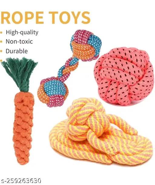 Natural Dog Rope Toys – 100% Cotton Chew Toys (Combo of 5) - MaePaws