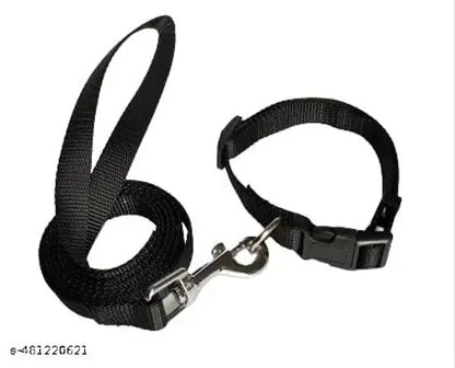 Puppy & Cat Collar Leash Set – 12.5mm Wide, 1.5m Lead (Black)