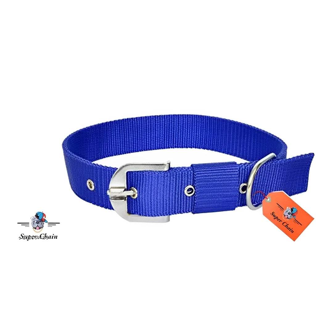 SUPER CHAIN High Soft Quality Everyday Dog Collar (Large, Blue) - MaePaws