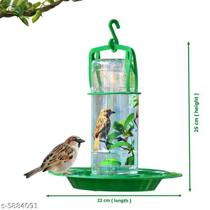 Medium Bird & Water Feeder Combo – Green Transparent (Pack of 2)