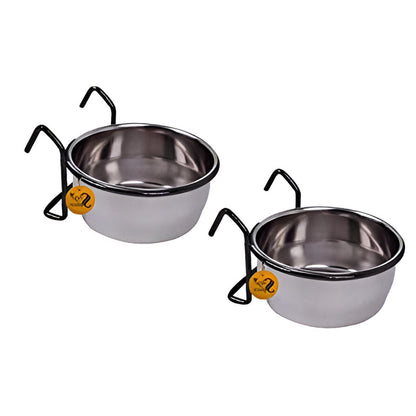 Sage Square Rustproof Stainless Steel Bird Feeder Bowl (Set of 2, 225ml)