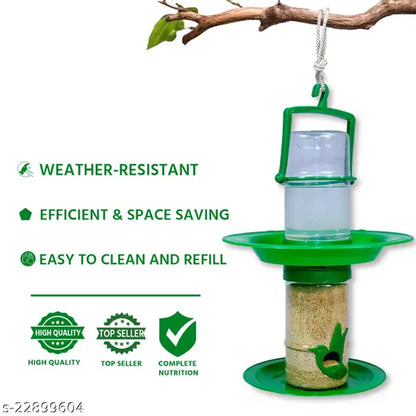 Modern Plastic Bird Feeder & Water Drinker – Easy to Use & Hang