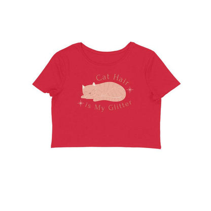 Cat Hair Is My Glitter" Women’s Crop Top – Trendy & Comfortable! - MaePaws