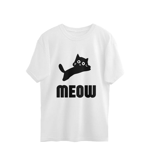 Meow Oversized Unisex T-Shirt (Black) – Minimalist, Trendy & Ultra-Comfortable - MaePaws