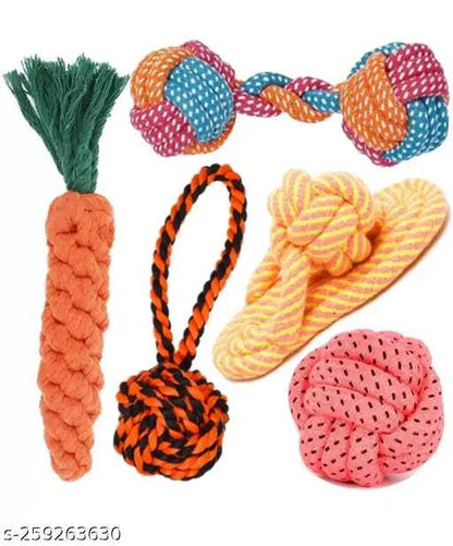 Natural Dog Rope Toys – 100% Cotton Chew Toys (Combo of 5) - MaePaws