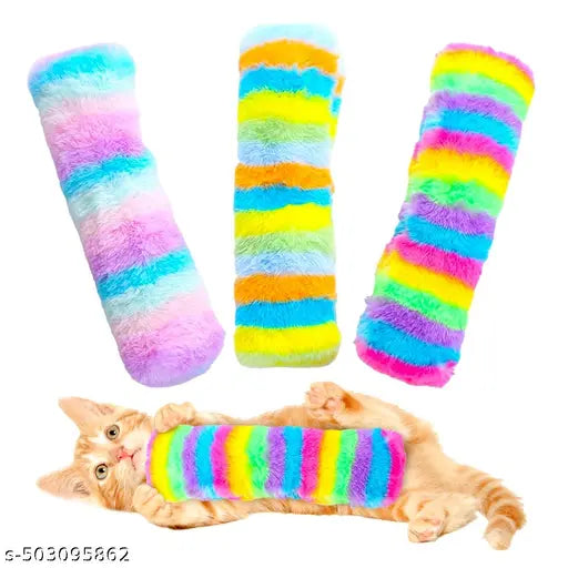 PET FUN Rainbow Bug Stick Toy – Interactive Catnip Pillow for Cats & Kittens