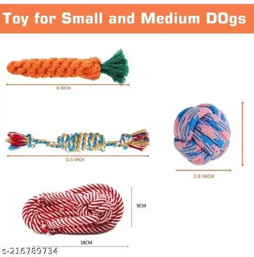 Durable Dog Chew & Rope Toys – Pack of 4 for Small & Medium Dogs - MaePaws