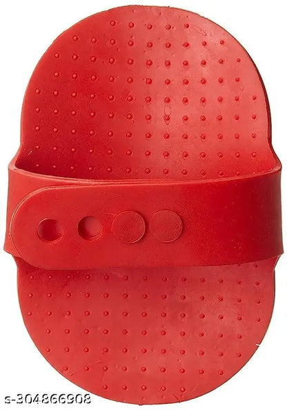 Palm Gloves Pet Shampoo Grooming Brush – Red