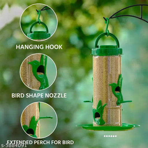 Medium Bird & Water Feeder Combo – Green Transparent (Pack of 2)