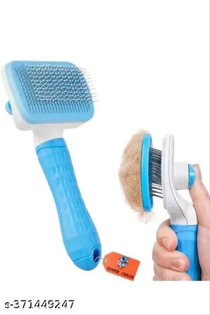 Dog & Cat Deshedding Brush – Self-Cleaning Slicker Brush for Medium & Long Hair (Blue)