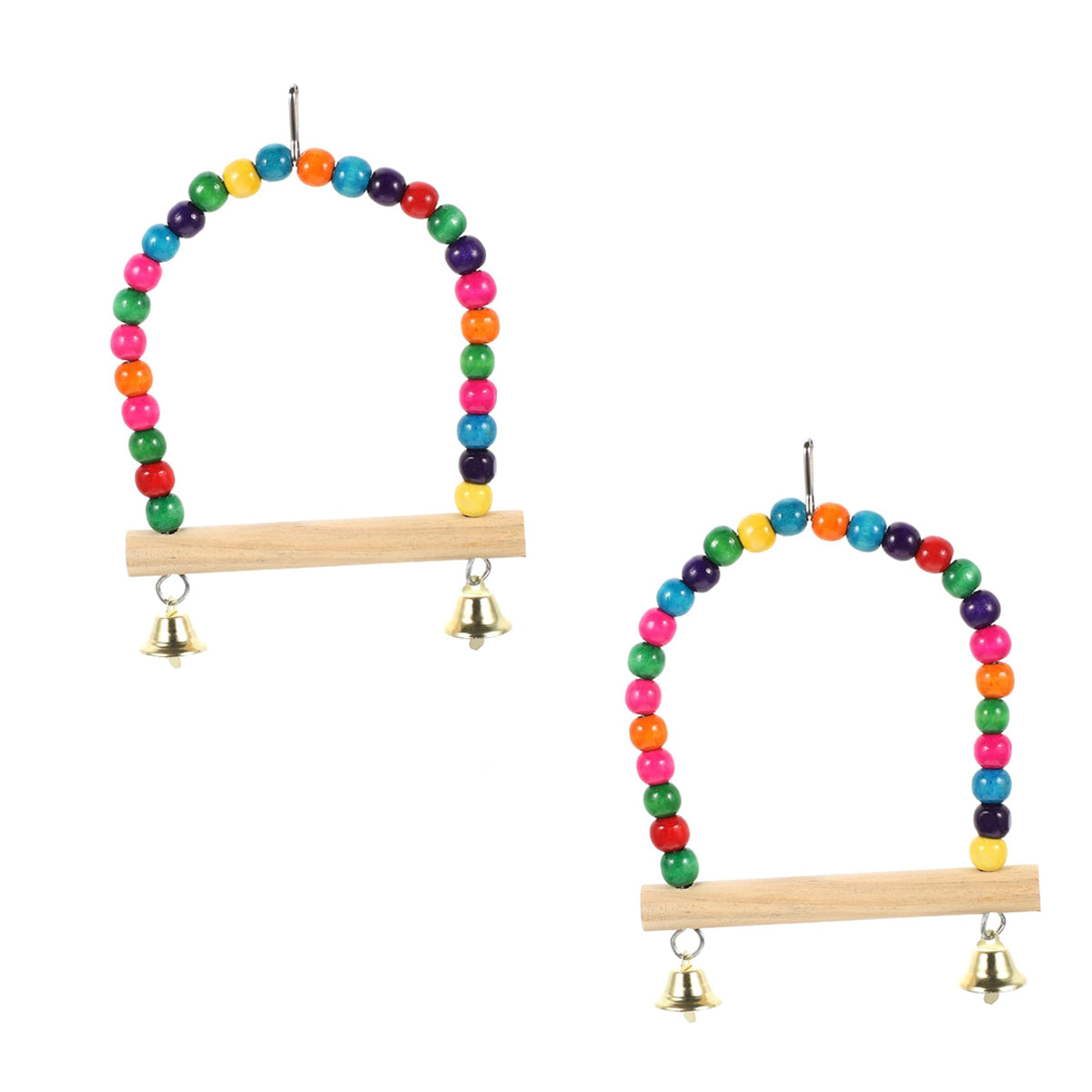 Birds Decorative Swing – Colorful Wooden Hanging Perch (Pack of 2)