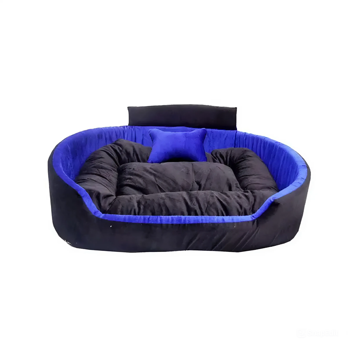 Trending Stylish Luxury Collar Sofas & Beds for Dogs & Cats (Blue-Black) – Small Size | Dog Beds