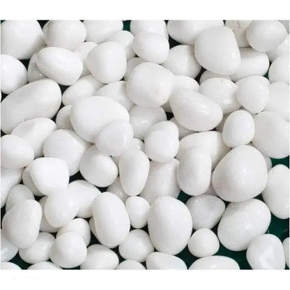 Glossy White Decorative Pebbles - 500g