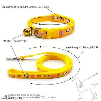 Printed Puppy Collar & Leash Set – 10mm, Adjustable, Multicolor - MaePaws