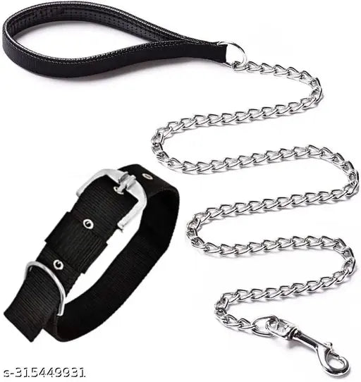 Waterproof Dog Neck Collar & Chain Handle Set (Medium)