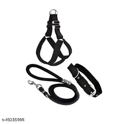 Dog Combo Pack – Harness, Collar & Leash Set (Black, Medium)