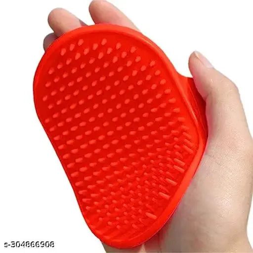 Palm Gloves Pet Shampoo Grooming Brush – Red