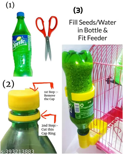 Pet Birds Water & Food Feeders with Holder (Pack of 8)