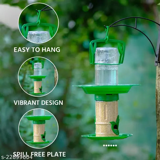 Modern Plastic Bird Feeder & Water Drinker – Easy to Use & Hang